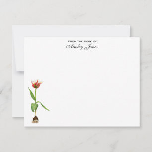Cartão De Agradecimento Tulipa em Aquarela Personalizada Plana
