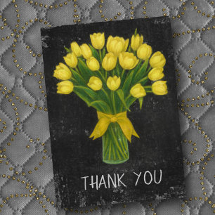 Cartão De Agradecimento Tulipas Amarelas Chalkboard