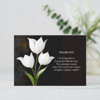Cartão De Agradecimento Tulipas Brancas Elegantes no Escuro