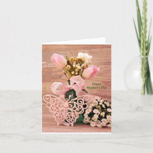 Cartão De Agradecimento Tulipas Rosa-dia de as mães