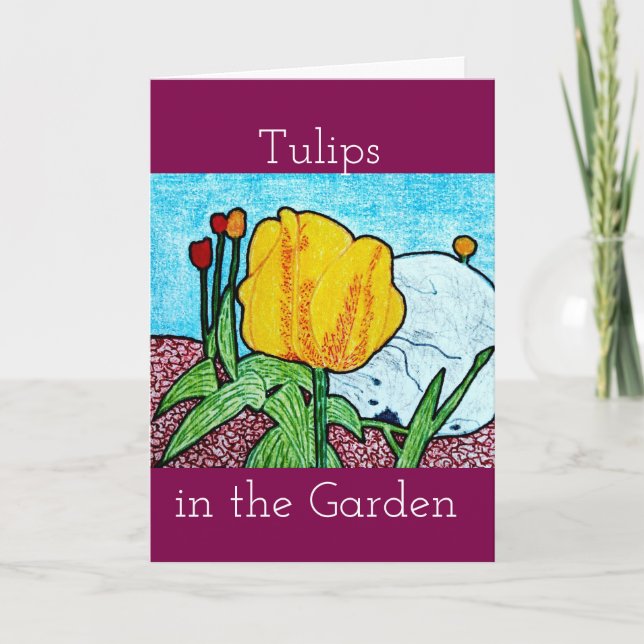 Cartão De Agradecimento Tulips na placa de saudação do Vazio Jardim (Frente)