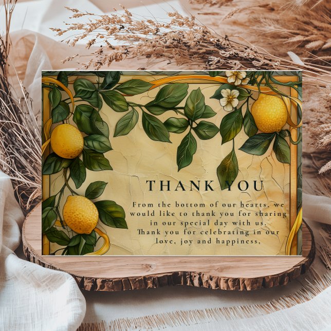 Cartão De Agradecimento Tuscan Citrus Floral Wedding (Criador carregado)
