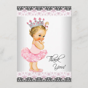 Cartão De Agradecimento Tutu Princess Chá de fraldas Obrigado