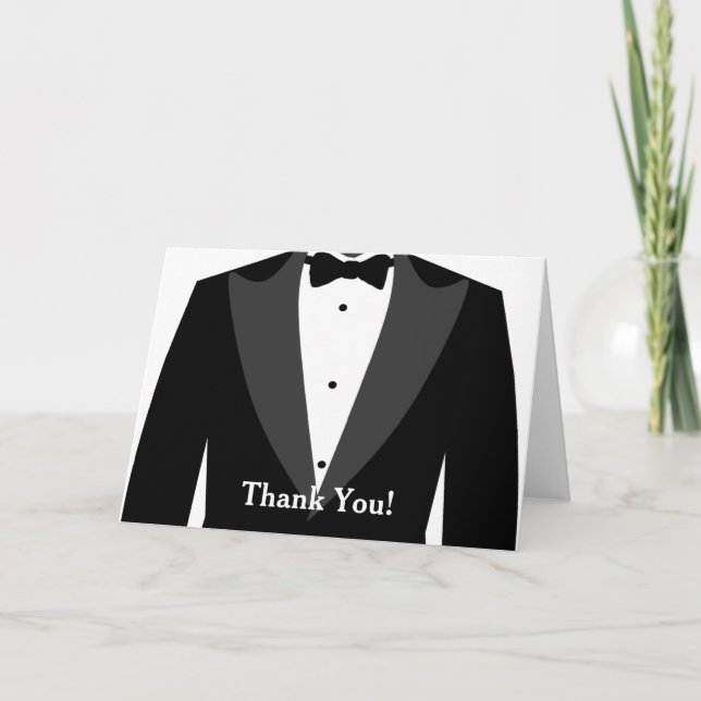 Cartão De Agradecimento Tuxedo preto e branco Obrigado (Frente)