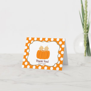 Cartão De Agradecimento Twin Boys Pumpkin Obrigado Nota