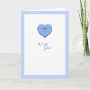 Cartão De Agradecimento Twin Doves Heart blue Baby Shower Thank You Card