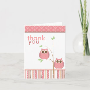 Cartão De Agradecimento Twin Girls Baby Owl Thank You Card
