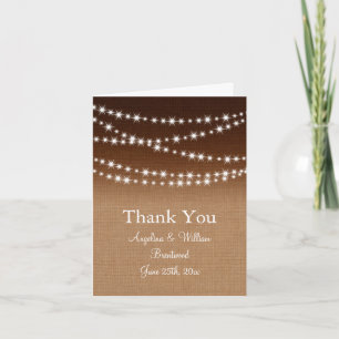 Cartão De Agradecimento Twinkle Lights Thank You Card on Shaded Burlap