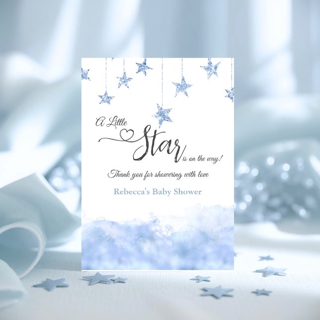 Cartão De Agradecimento Twinkle Twinkle Little Star Blue Boy Baby Shower (Criador carregado)