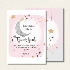 Cartão De Agradecimento Twinkle Twinkle Little Star Pink Watercolor Splash