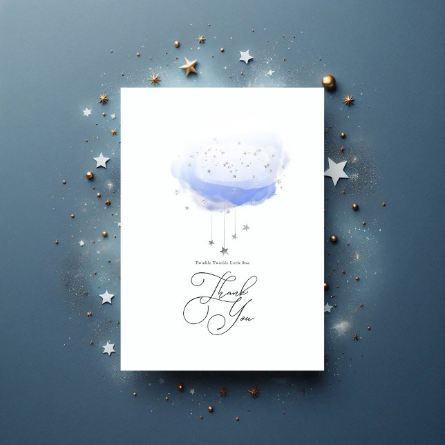 Cartão De Agradecimento Twinkle Twinkle - Pequena Chá de fraldas de Estrel (Twinkle Twinkle Little Star Baby Shower Thank You Card)