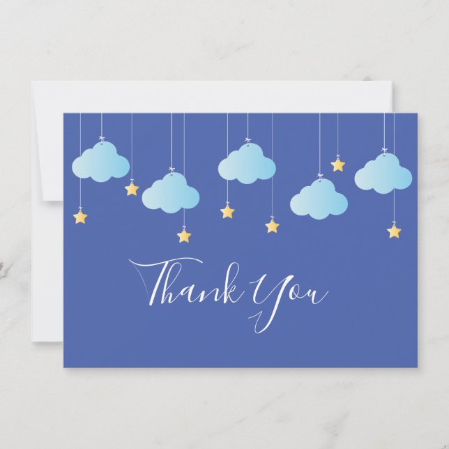 Cartão De Agradecimento Twinkle Twinkle Pequena Estrela Obrigado Azul (Frente)