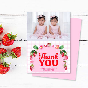 Cartão De Agradecimento Twins Conjunto Berry Primeiro Aniversário Foto de 