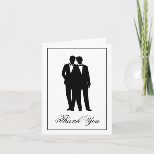 Cartão De Agradecimento Two Grooms Silhouettes Thank You Note Cards
