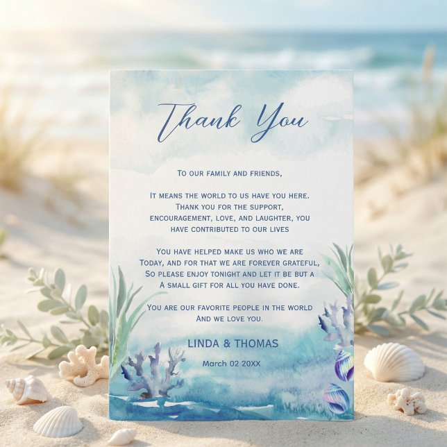 Cartão De Agradecimento Two Less Fish in The Sea Summer Wedding Thank You (#BeachWedding #CoastalWedding #OceanInspired #WeddingThankYouCard #SummerWedding #SeasideRomance )