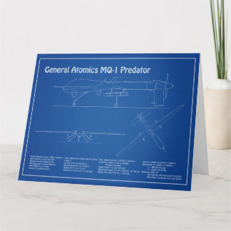 Cartão De Agradecimento UAV do Predador MQ-1 - AD Bluetoprint do avião