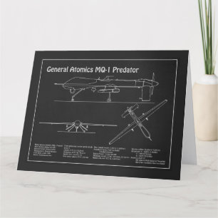 Cartão De Agradecimento UAV do Predador MQ-1 - PD de Bluetoprint do Avião