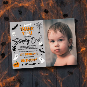 Cartão De Agradecimento Um Assustador! Foto de 1º Aniversário de Halloween