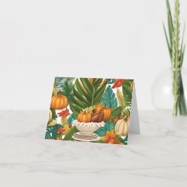 Cartão De Agradecimento Um Banquete de Ação de Graças em um panorama tropi