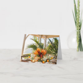 Cartão De Agradecimento Um Banquete de Ação de Graças em um panorama tropi