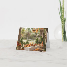 Cartão De Agradecimento Um Banquete de Ação de Graças em um panorama tropi