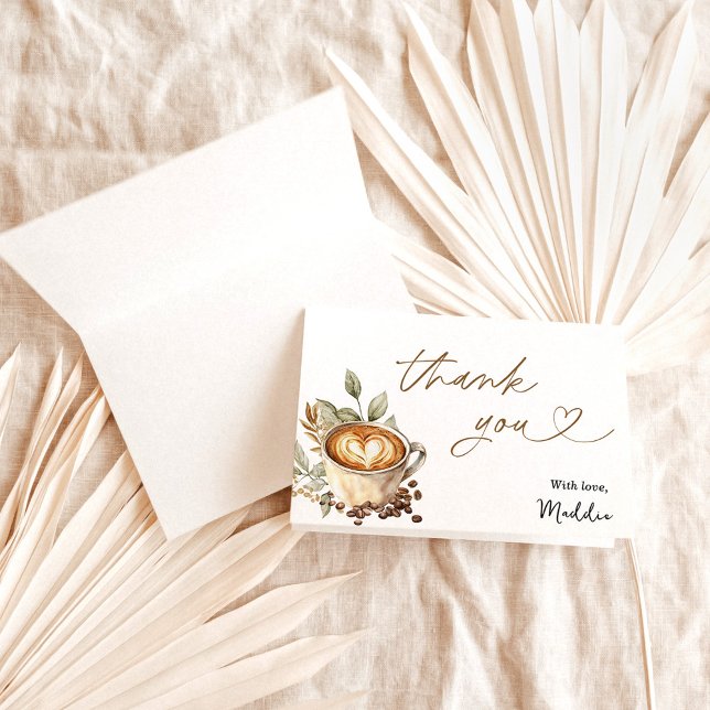 Cartão De Agradecimento Um Bebê está a reproduzir-vos cartões, café (Criador carregado)