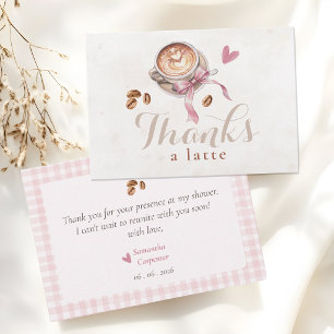 Cartão De Agradecimento Um bebê está preparando café chá de bebê laço rosa