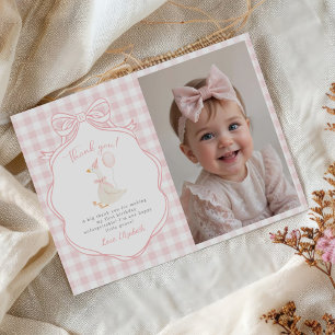Cartão De Agradecimento Um Bobo Pink Arco Pink Primeiro Foto de Aniversári