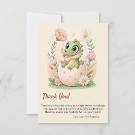 Cartão De Agradecimento Um bonito dinossauro Aquarela Apanhando em breve