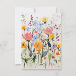Cartão De Agradecimento Um caprichoso desenho floral, flores silvestres