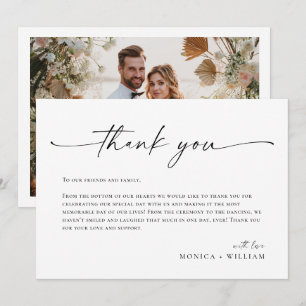 Cartão De Agradecimento Um Casamento De Manuscrito Minimalista Elegante Um