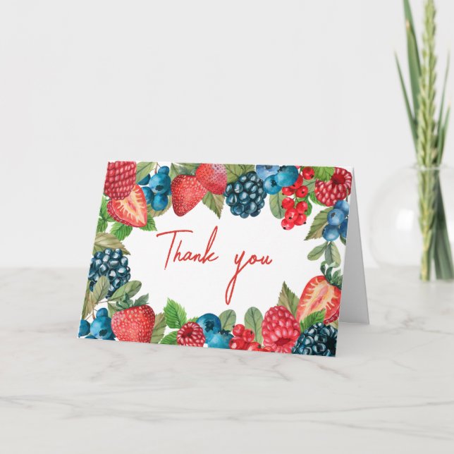 Cartão De Agradecimento Um Chá de fraldas Berry Sweet (Frente)