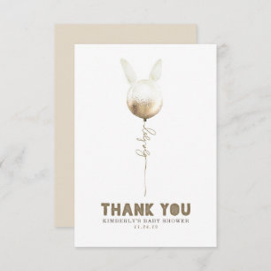 Cartão De Agradecimento Um Chá de fraldas De Balão De Bunny Pequeno Obriga