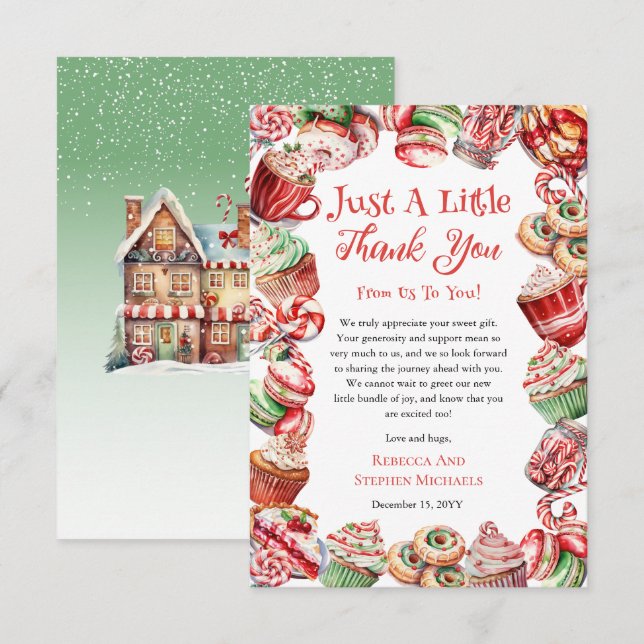 Cartão De Agradecimento Um Chá de fraldas Doce De Frame De Bebê (Frente/Verso)