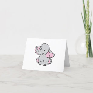 Cartão De Agradecimento Um desenho de elefante desenhado à mão rosa