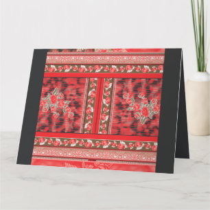 Cartão De Agradecimento um design floral vermelho e verde num fundo preto