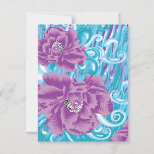 Cartão De Agradecimento Um design têxtil vibrante com roxo e turq