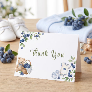 Cartão De Agradecimento Um Doce Mirtilo Azul Adorável Aquarela