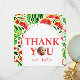 Cartão De Agradecimento Um em um Melão Foto do Bebê de 1º Aniversário da M