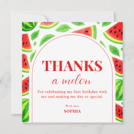 Cartão De Agradecimento Um em um Melão Melancia 1º Aniversário 
