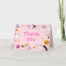 Cartão De Agradecimento Um Espantoso Rosa Um Cute Fantasma Aniversário de 