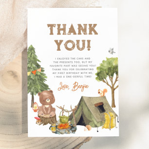 Cartão De Agradecimento Um Feliz Acampante Menino da Floresta Festa de 1º 