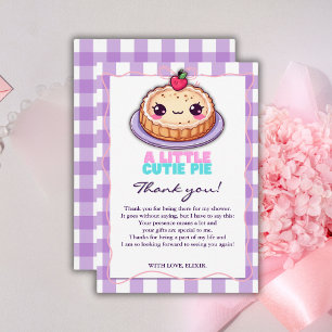 Cartão De Agradecimento Um Pequeno Bolo Kawaii Xadrez Roxo Baby Shower