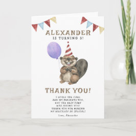 Cartão De Agradecimento Um pequeno castor 3ª Festa de aniversário