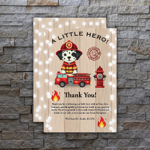 Cartão De Agradecimento Um Pequeno Chá de fraldas de Bombeiros Hero