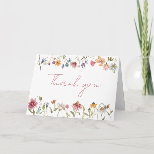 Cartão De Agradecimento Um pequeno Chá de fraldas de flor selvagem (Frente)