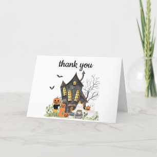 Cartão De Agradecimento Um Pequeno Chá de fraldas de Halloween Assombrado