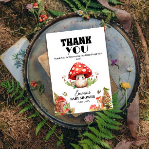 Cartão De Agradecimento Um pequeno Chá de fraldas de marisca de fungo