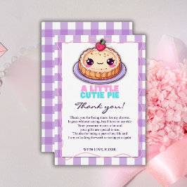 Cartão De Agradecimento Um pequeno Chá de fraldas de Xadrez Roxo Kawaii