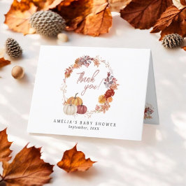 Cartão De Agradecimento Um Pequeno Chá de fraldas Floral de outono de Abób